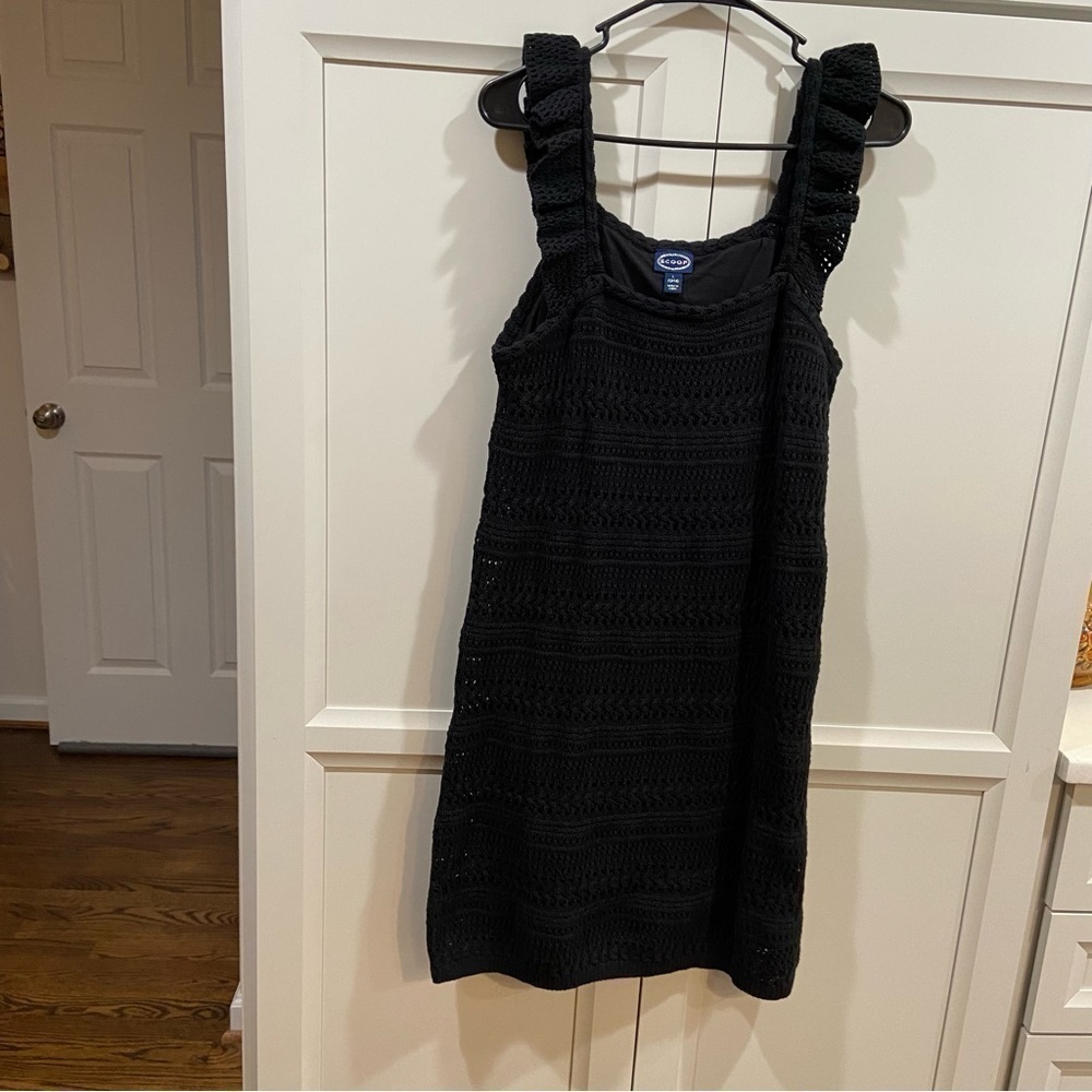 Scoop Women's Crochet Dress with Ruffle Sleeves Size Large